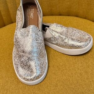 TOMS Metallic Gold Casual Slip-Ons